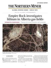 The Northern Miner - Empire Rock investigates lithium in Alberta gas fields_Page_1s